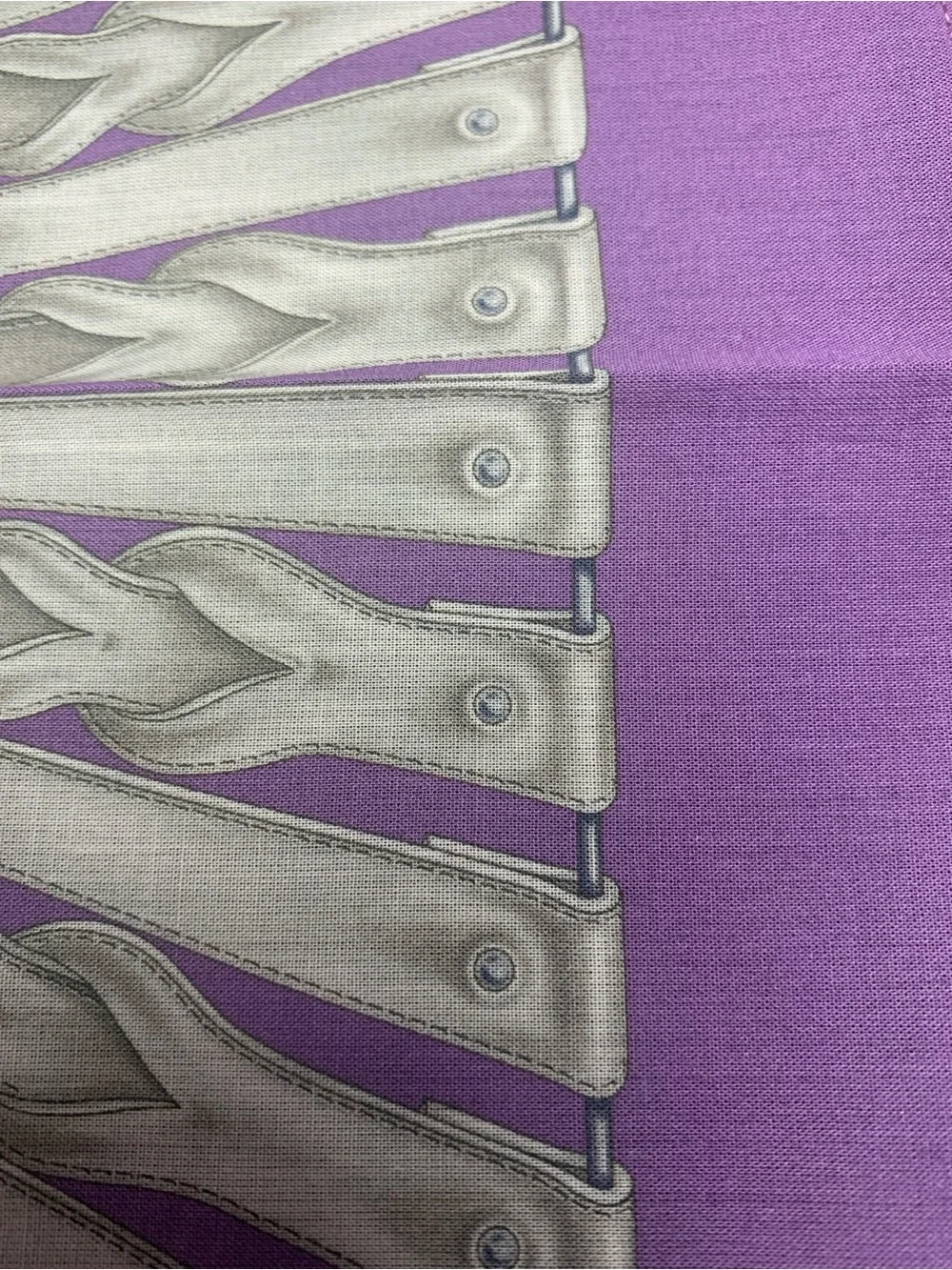 Gucci Purple Silk Scarf with Silver Accent Pattern